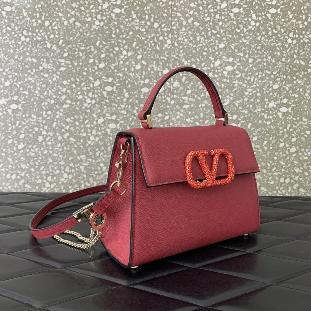 Crystal-Embellished Calfskin Shoulder Bag