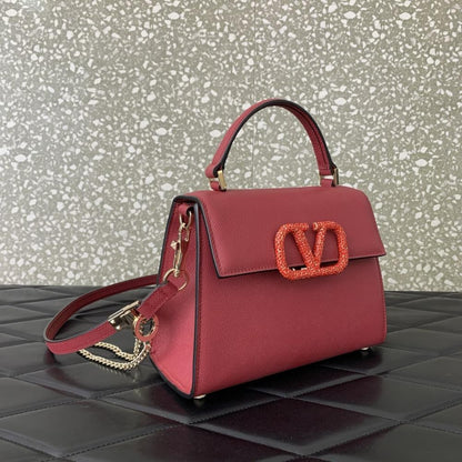 Crystal-Embellished Calfskin Shoulder Bag