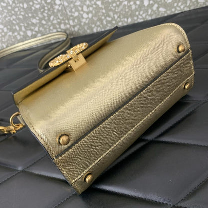Crystal-Embellished Calfskin Shoulder Bag