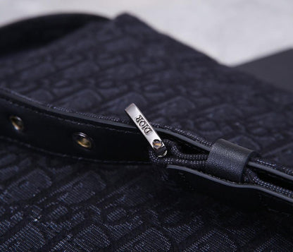 Modern Luxury Black Studded Jacquard Shoulder Bag