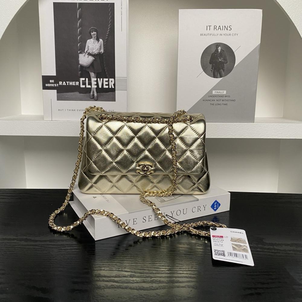 Gold Leather Top Handle Bag