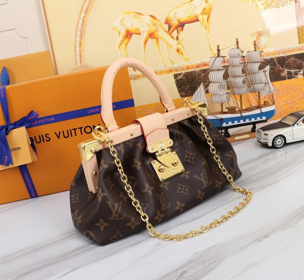 Classic Refined Monogram Leather Shoulder Bag