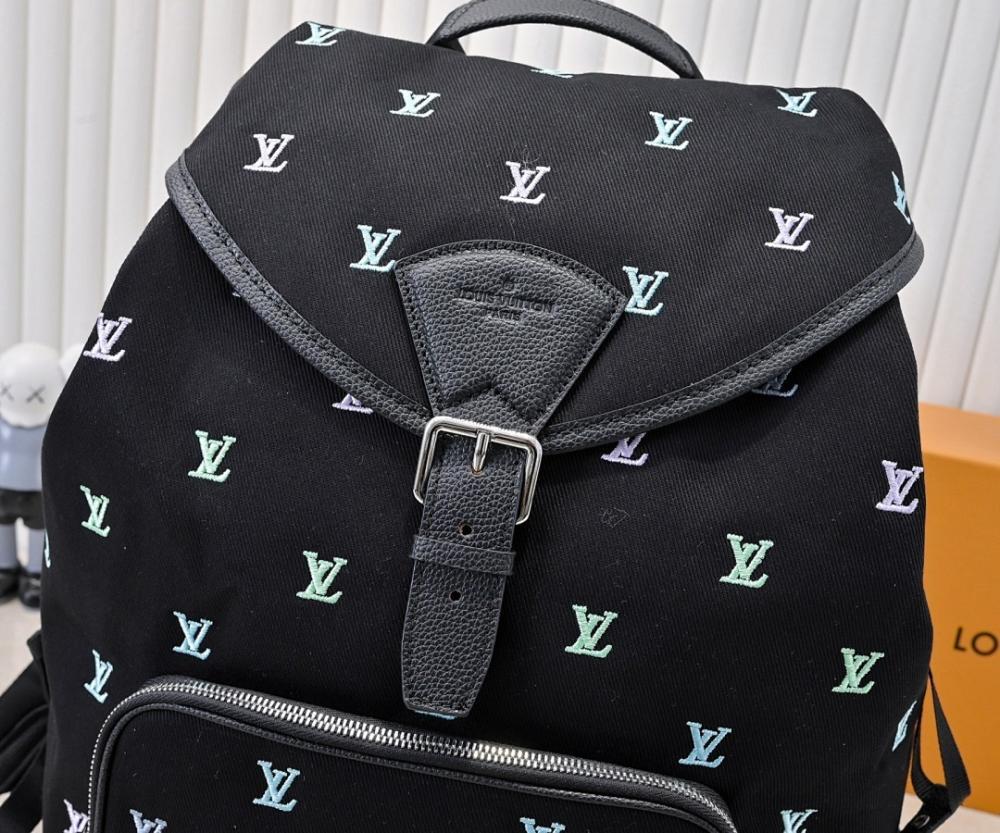 Elegant Refined Embroidered Denim Backpack