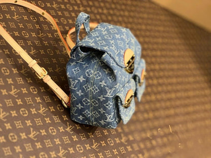 Modern Refined Embroidered Denim Backpack