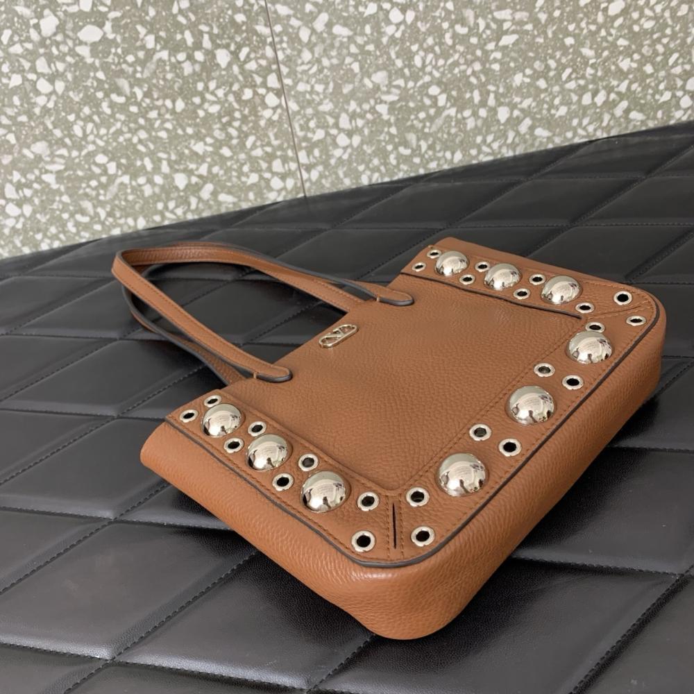 Studded Leather Top Handle Bag