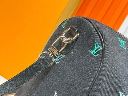 Italian-Inspired Stylish Embroidered Denim Top Handle Bag