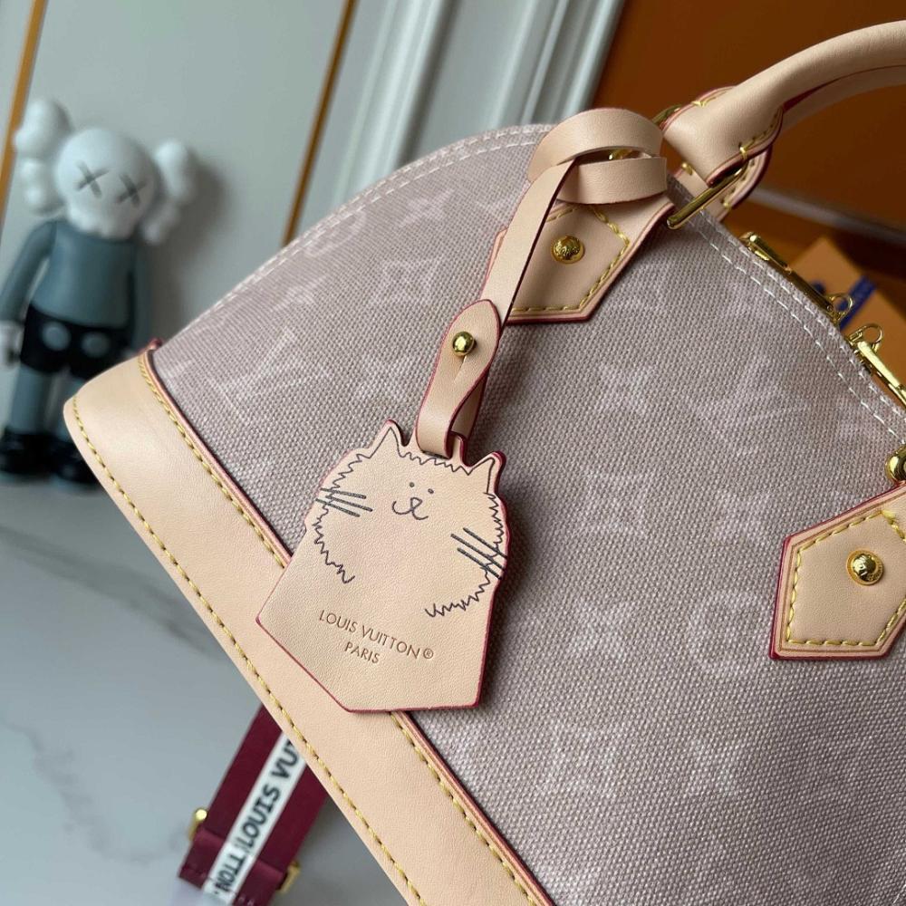 Alma Beige Monogram Denim Crossbody Bag