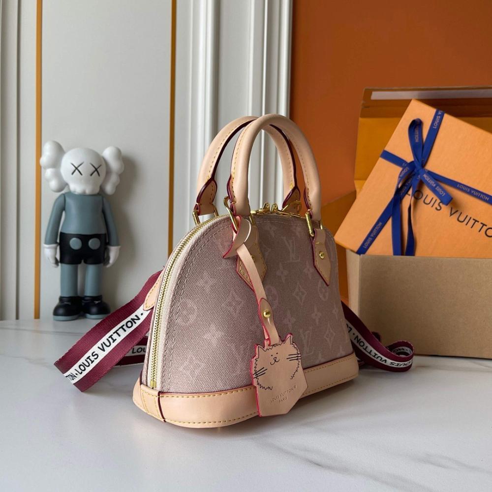 Alma Beige Monogram Denim Crossbody Bag