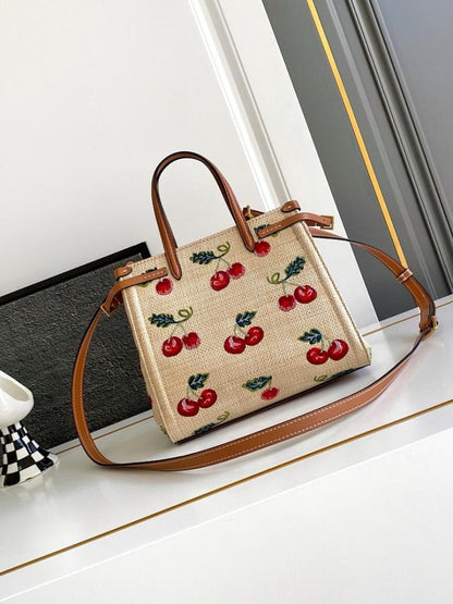 Classic Refined Brown Embroidered Leather Shoulder Bag