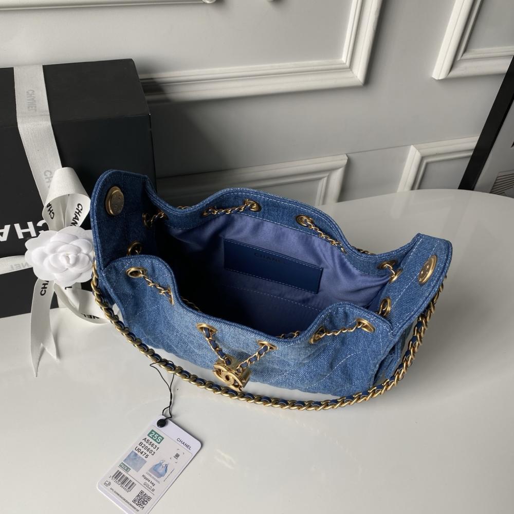 Gold Denim Hobo Bag