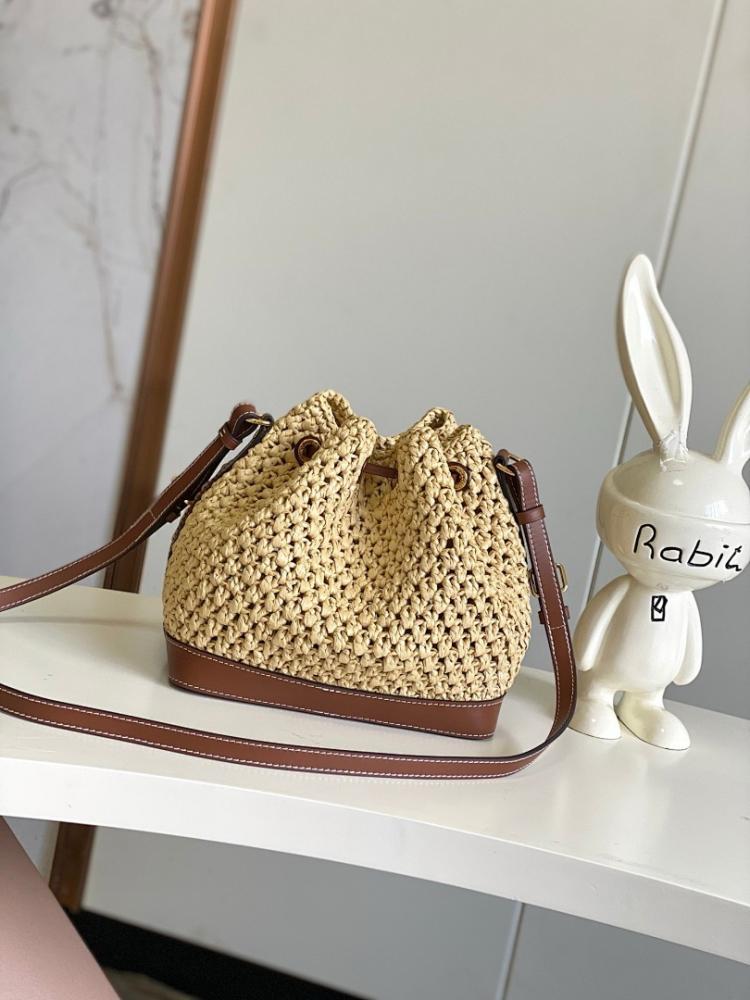 Luxury Brown Woven Raffia Bucket Bag – Special Edition