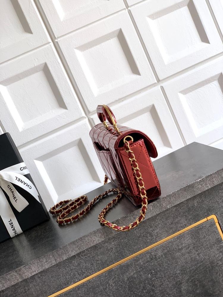 Gold Leather Top Handle Bag