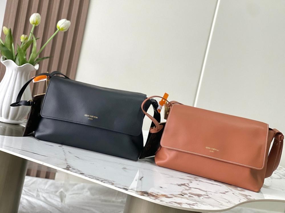 Modern Elegant Gold Monogram Calfskin Messenger Bag