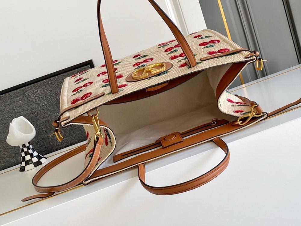 Modern Premium Brown Embroidered Leather Top Handle Bag