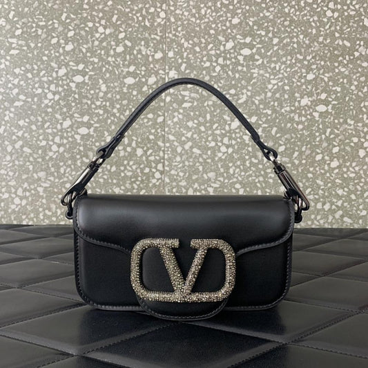 Crystal-Embellished Calfskin Top Handle Bag