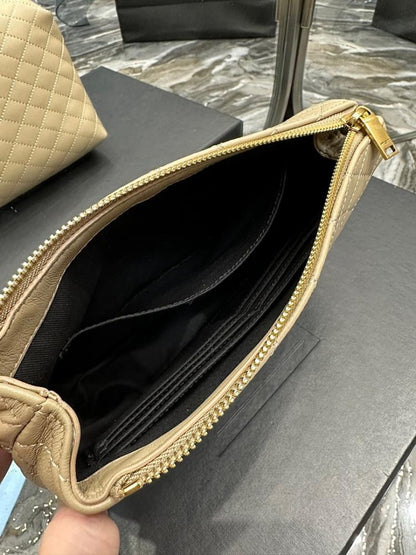Modern Elegant Gold Quilted Lambskin Bag
