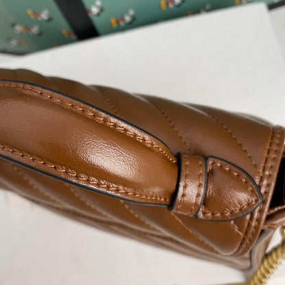 Alma Brown Quilted Leather Top Handle Bag