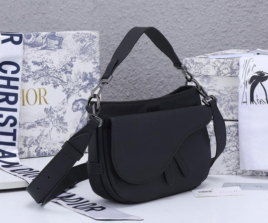 Luxury Stylish Black Quilted Calfskin Shoulder Bag