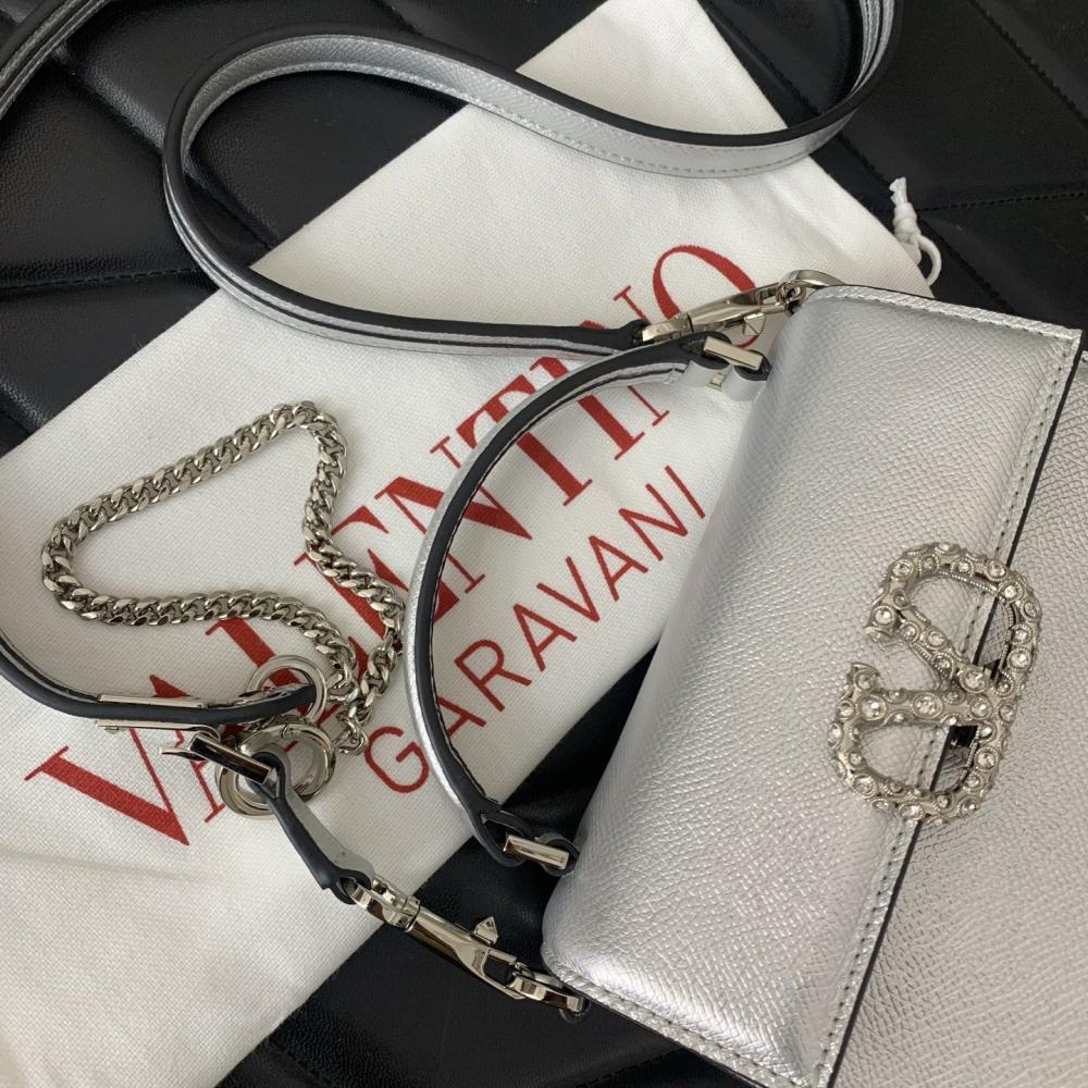 Crystal-Embellished Calfskin Shoulder Bag