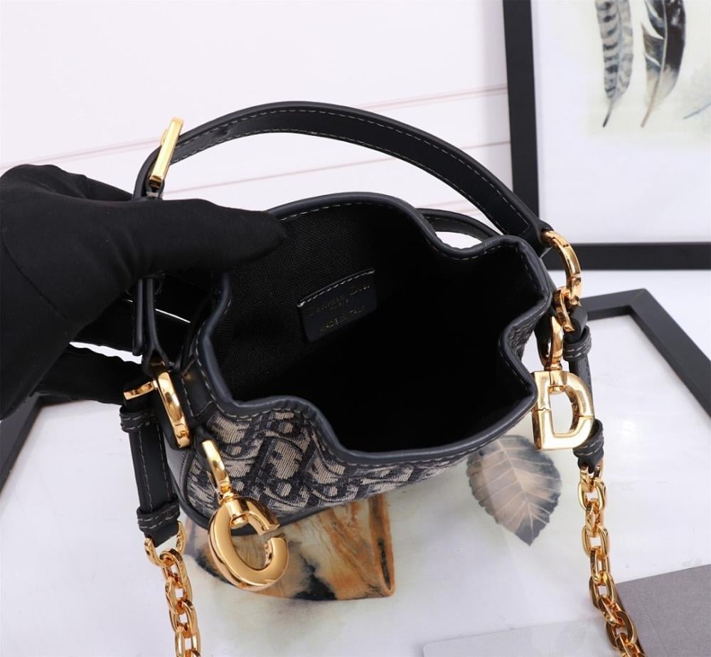 Elegant Premium Blue Calfskin Bucket Bag