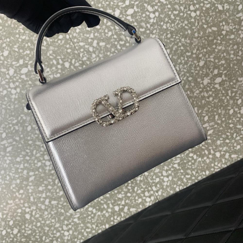 Crystal-Embellished Calfskin Shoulder Bag
