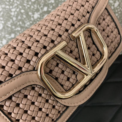 Woven Calfskin Top Handle Bag