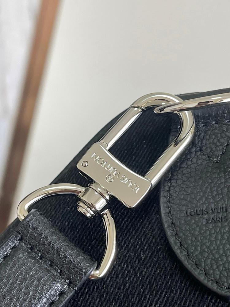 Classic Modern Black Embroidered Denim Top Handle Bag