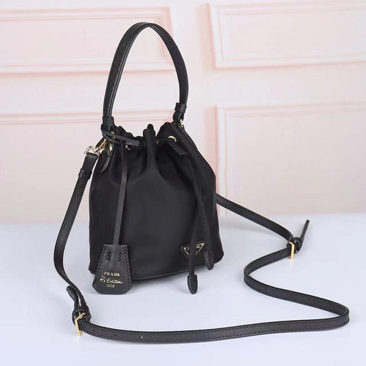 Modern Elegant Gold Leather Bucket Bag