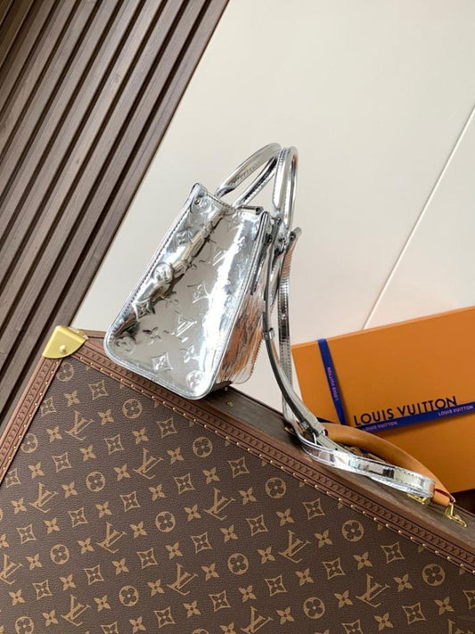 OnTheGo Silver Monogram Tote Bag