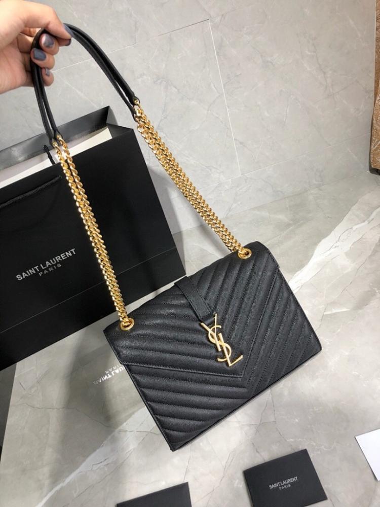 Modern Refined Black Leather Shoulder Bag