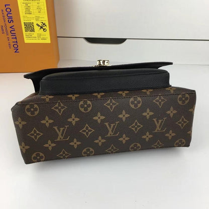 Classic Elegant Monogram Leather Messenger Bag