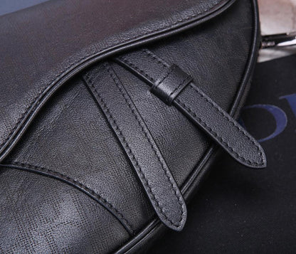 Elegant Refined Black Printed Leather Shoulder Bag