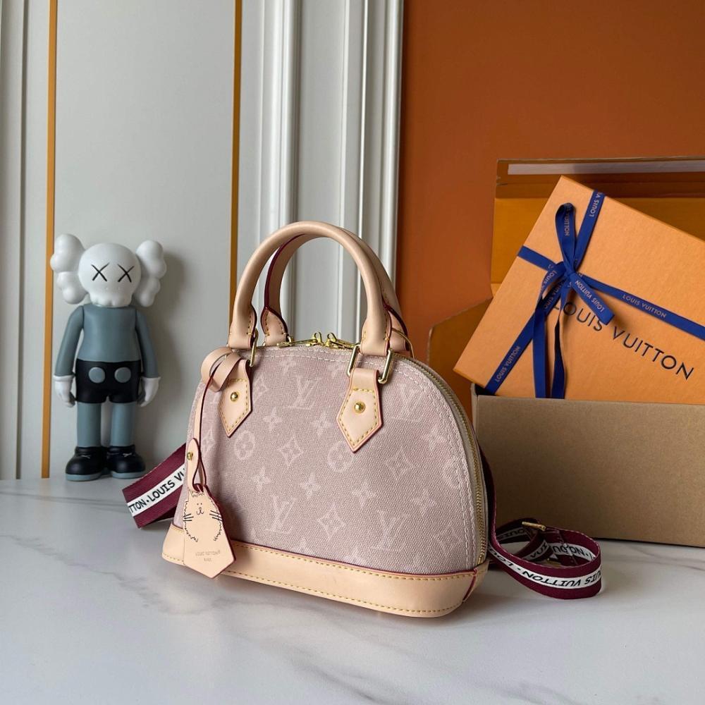 Alma Beige Monogram Denim Crossbody Bag