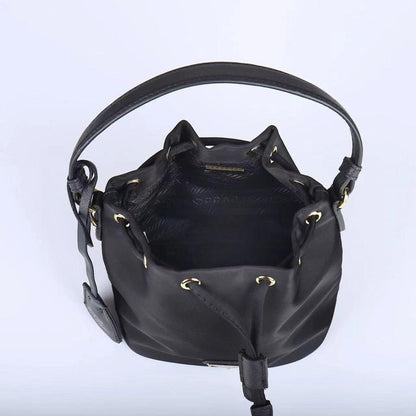 Modern Elegant Gold Leather Bucket Bag