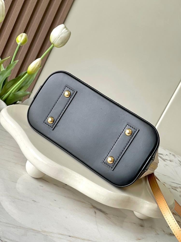 Alma Black Leather Top Handle Bag