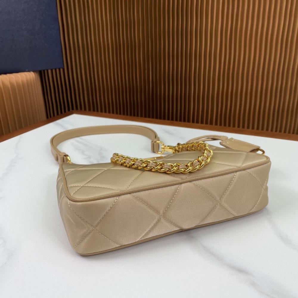 Gold Nylon Hobo Bag