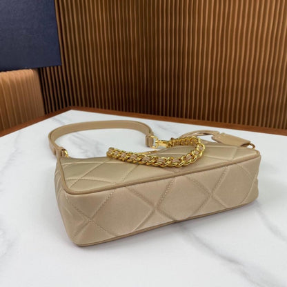 Gold Nylon Hobo Bag
