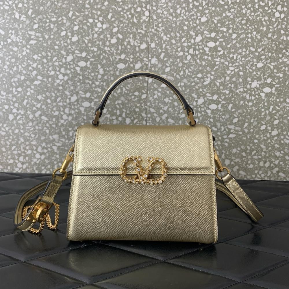 Crystal-Embellished Calfskin Shoulder Bag