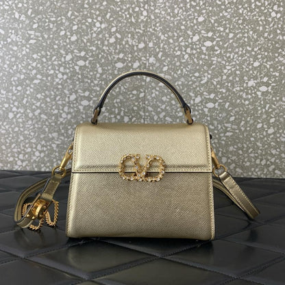Crystal-Embellished Calfskin Shoulder Bag