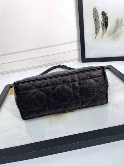 Luxury Refined Black Quilted Calfskin Shoulder Bag
