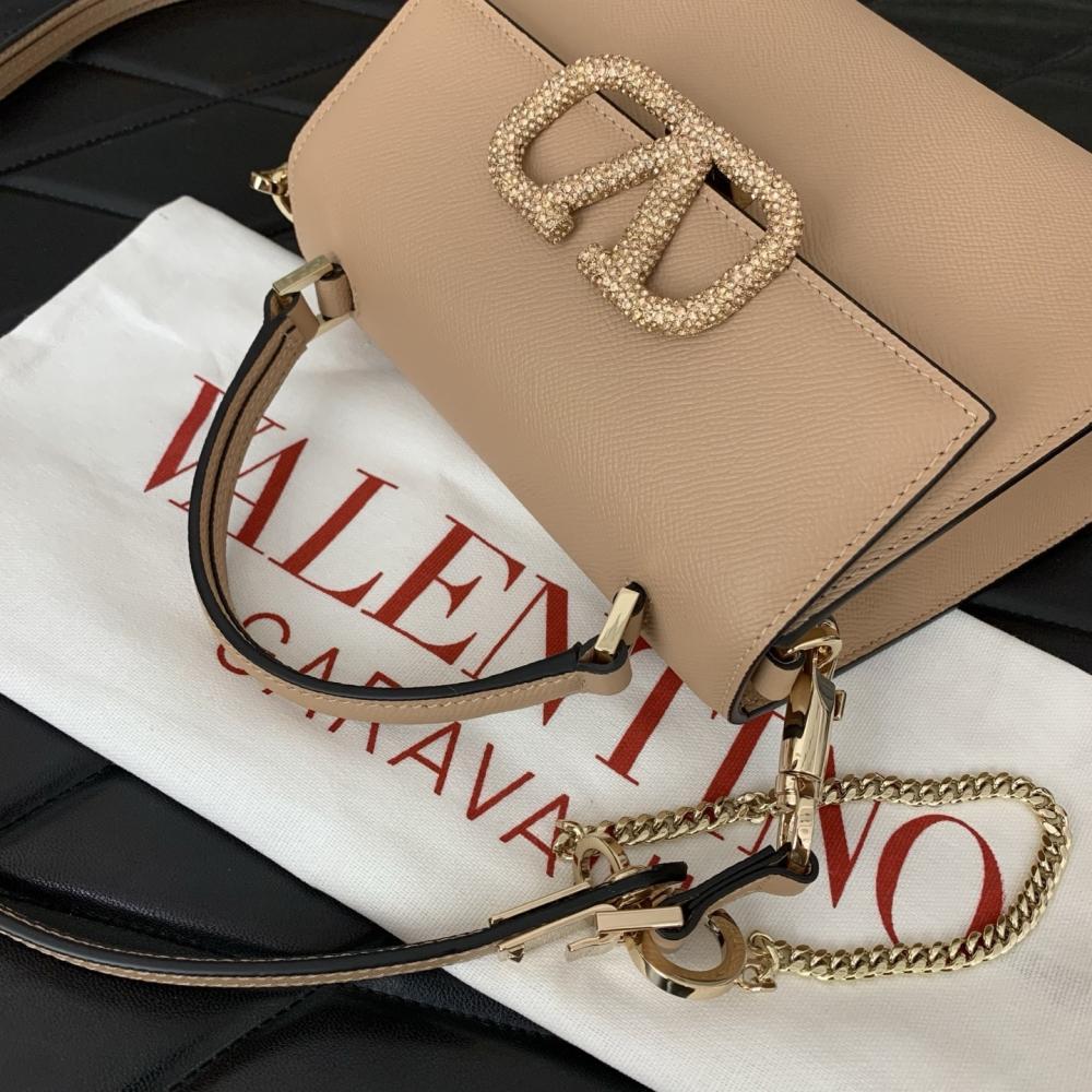 Crystal-Embellished Calfskin Shoulder Bag