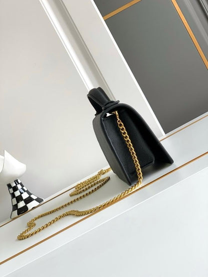 Modern Stylish Gold Leather Top Handle Bag